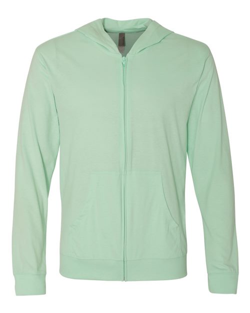 Unisex Sueded Long Sleeve Hooded Full Zip T-Shirt