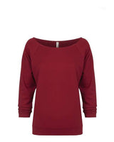 Women's Terry Raw Edge Three-Quarter Sleeve Raglan