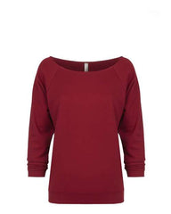 Women's Terry Raw Edge Three-Quarter Sleeve Raglan