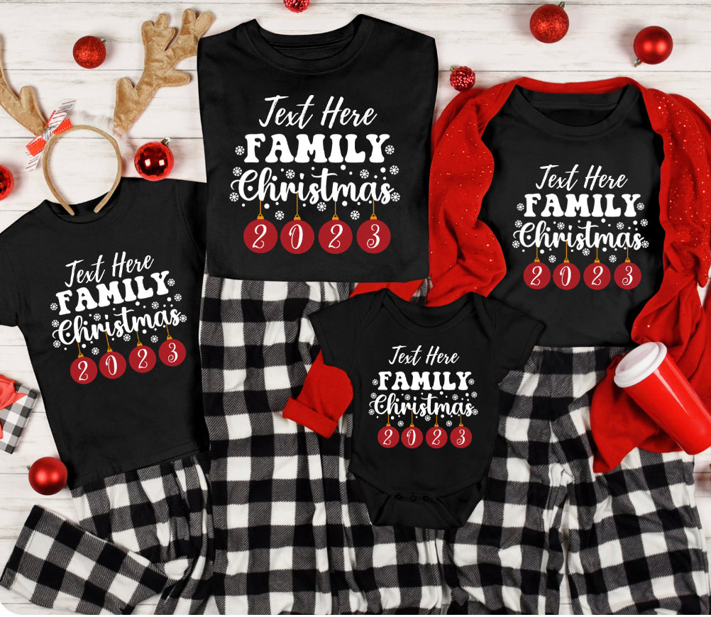 Family Christmas Tee Shirts FAMILY LAST NAME FAMILY CHRISTMAS MK