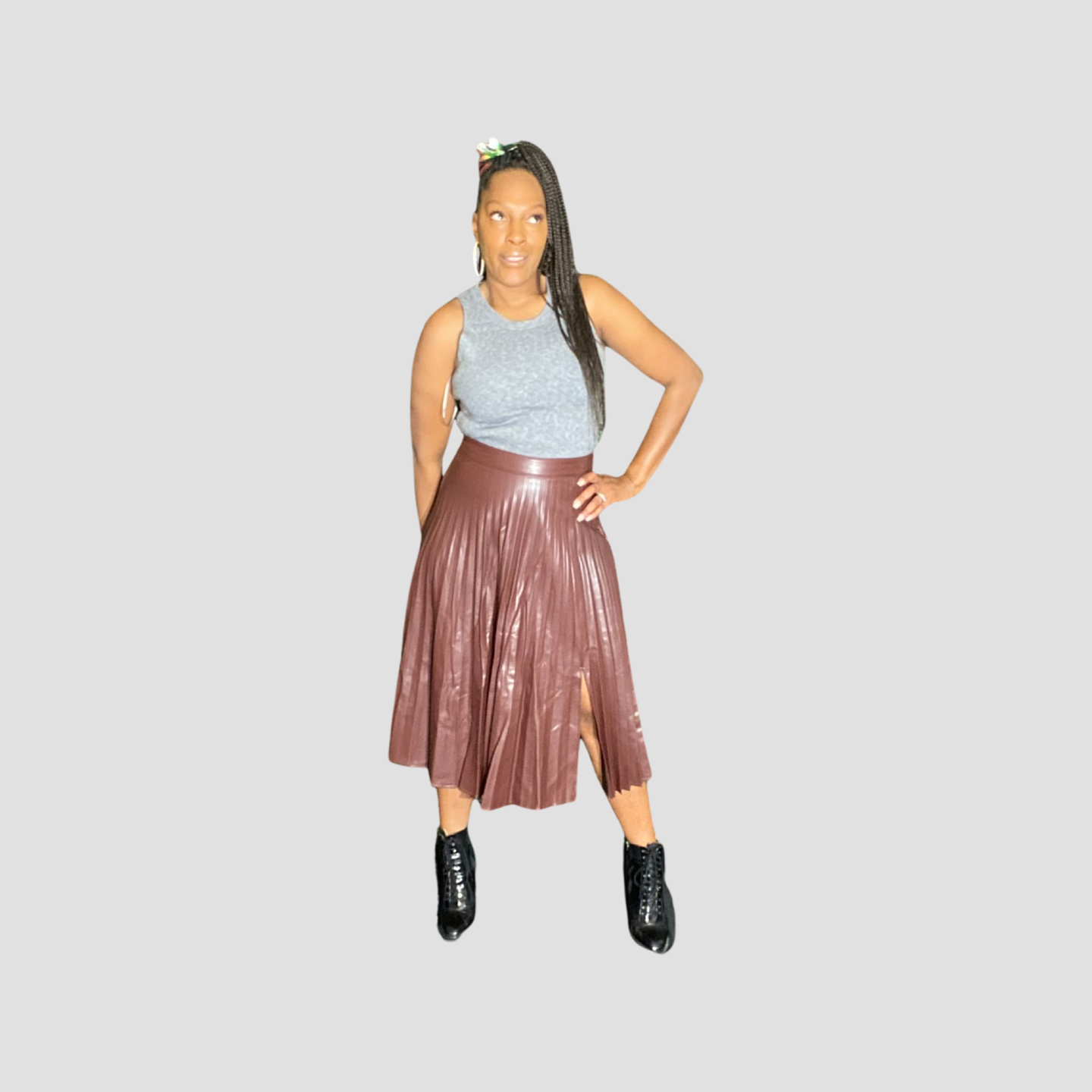 Paris Pleated faux Leather Skirt