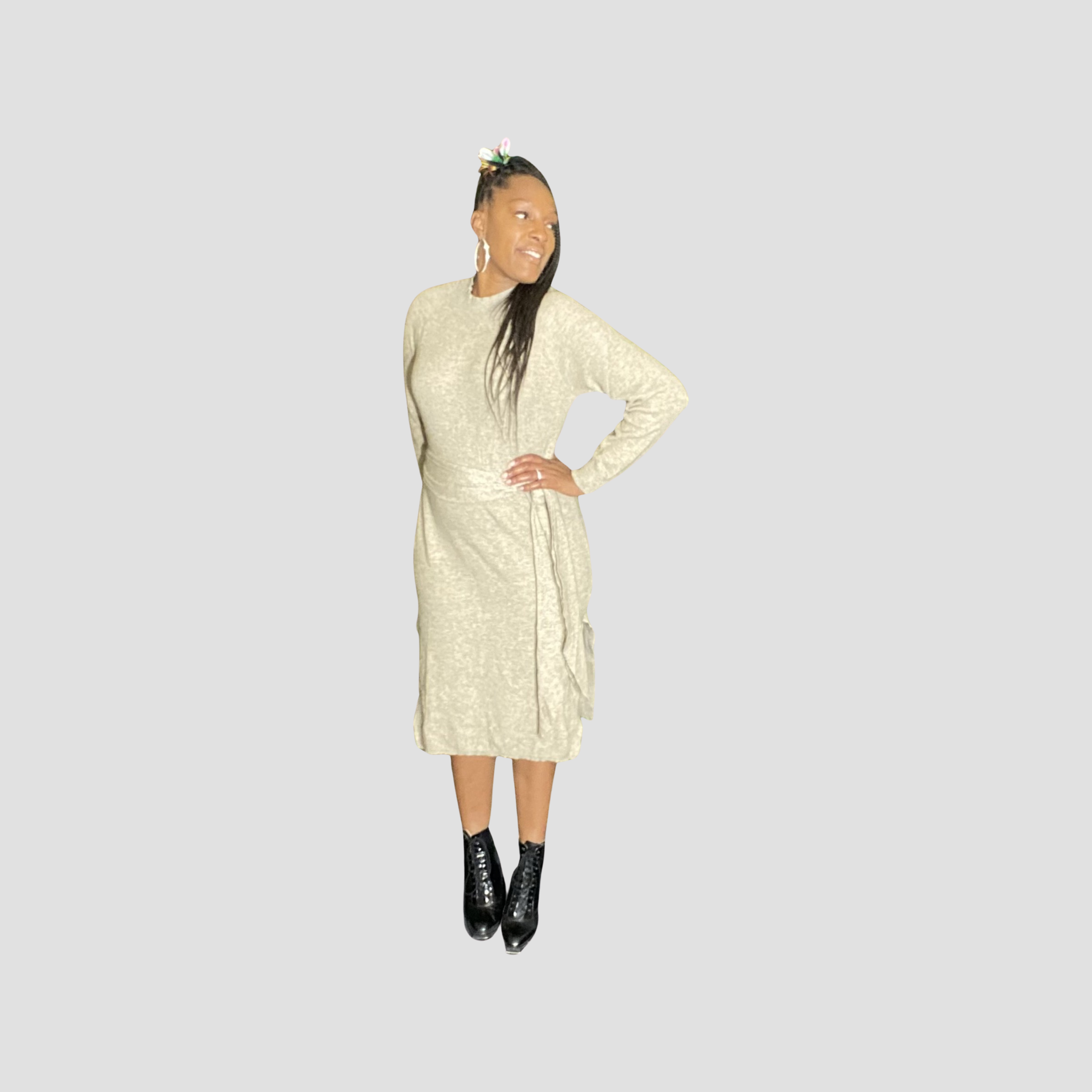 INDRIA SWEATER TIE DRESS